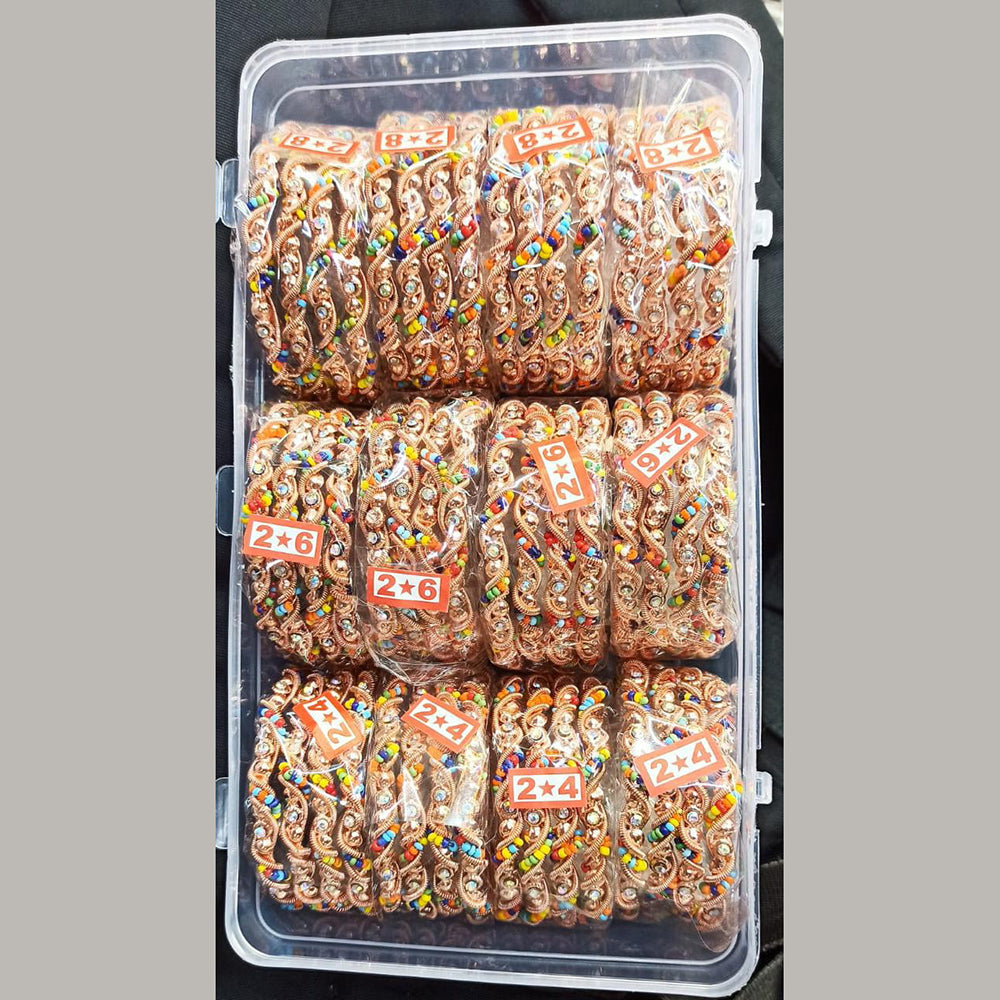 Pooja Bangles Rose Gold Plated Bangles Set (Pack Of 12)