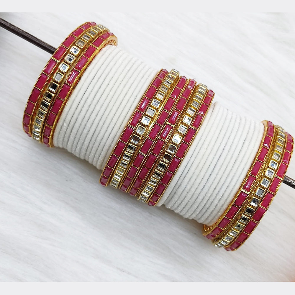 Pooja Bangles Gold Plated Mirror And Velvet Bangles Set