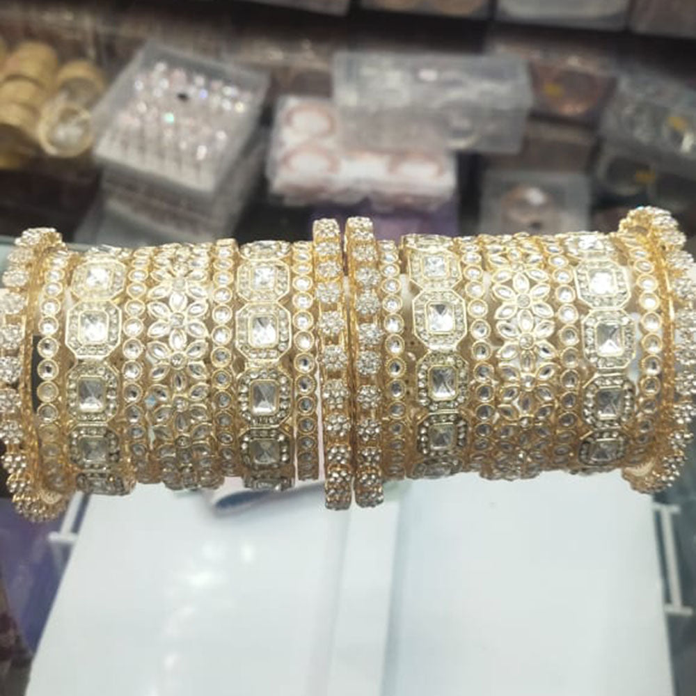 Pooja Bangles Gold Plated Kundan Stone Bangles Set