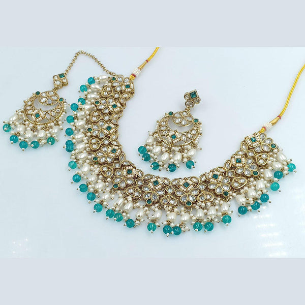 Pooja Bangles Gold Plated Crystal Stone And Pearls Necklace Set
