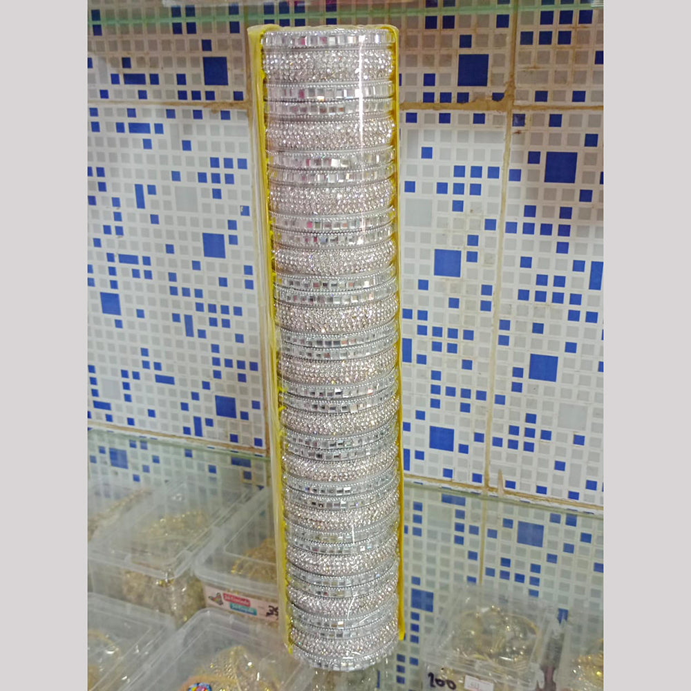 Pooja Bangles Silver Plated Austrian Stone Bangle Set