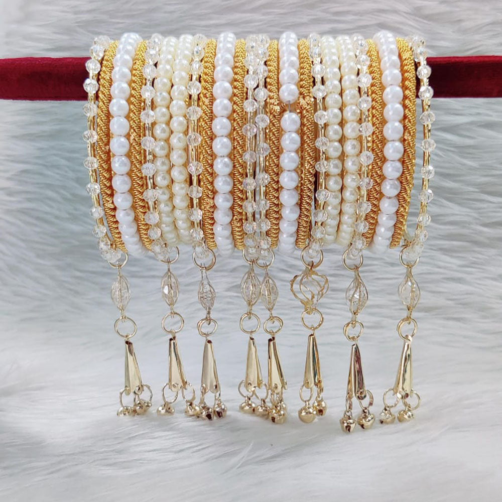 Pooja Bangles Gold Plated Pearl Bangle Set