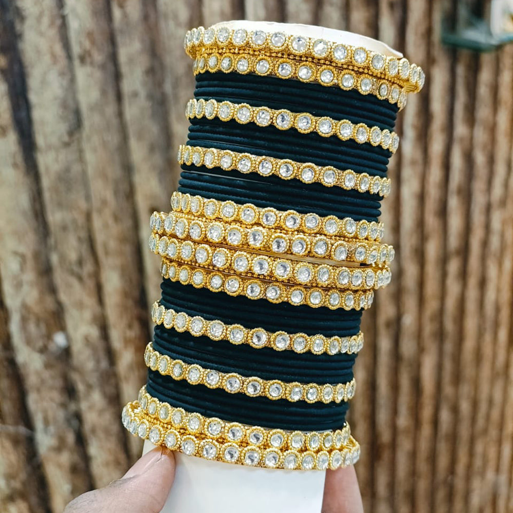 Pooja Bangles Gold Plated Austrian Stone Bangle Set
