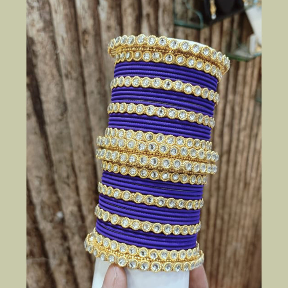 Pooja Bangles Gold Plated Austrian Stone Bangle Set