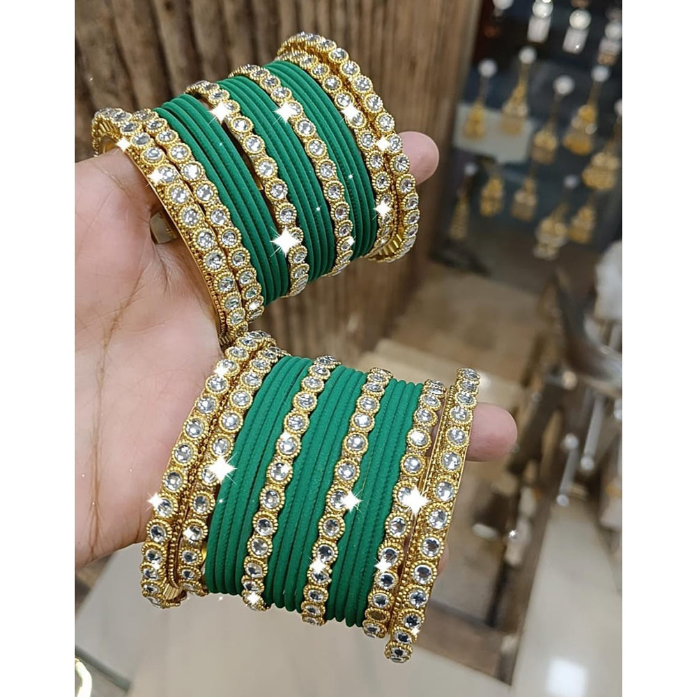 Pooja Bangles Gold Plated Austrian Stone Bangle Set