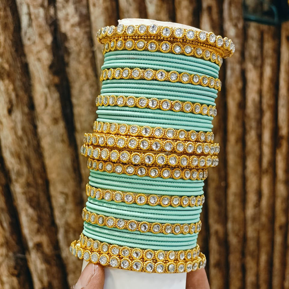 Pooja Bangles Gold Plated Austrian Stone Bangle Set