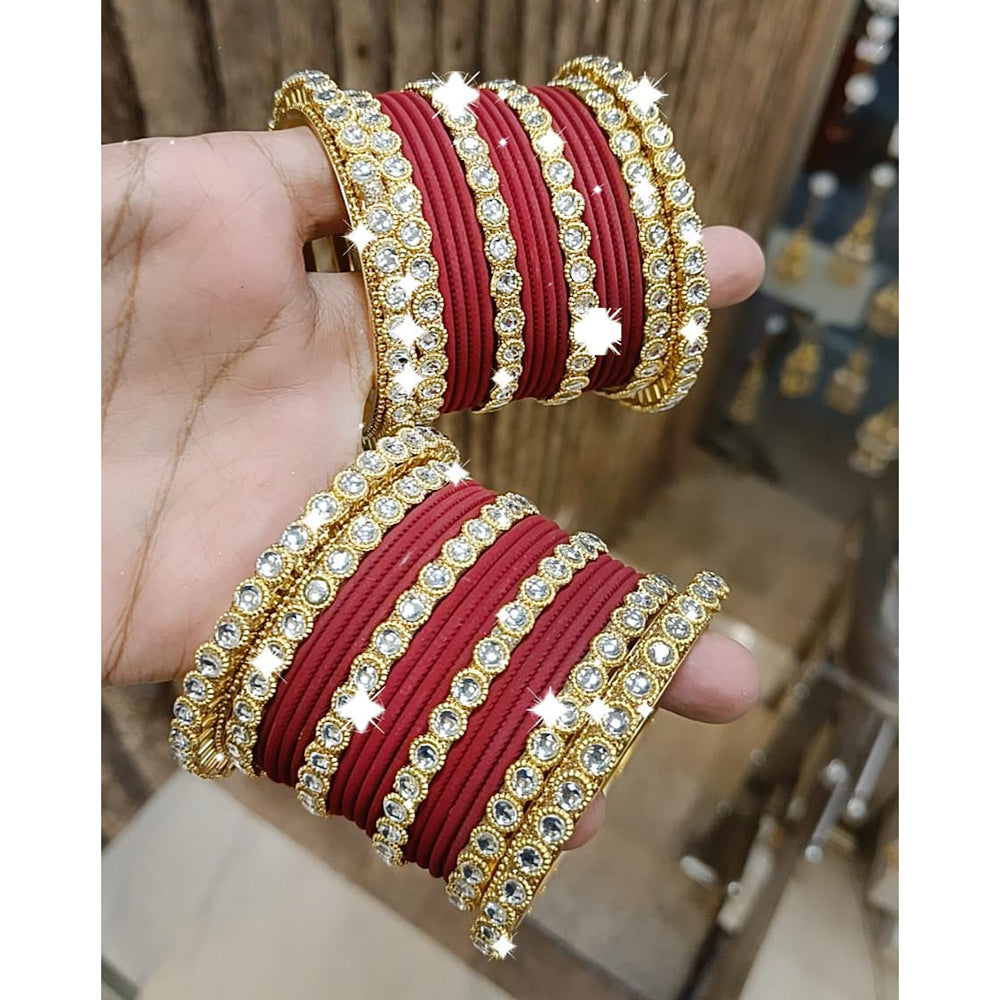 Pooja Bangles Gold Plated Austrian Stone Bangle Set
