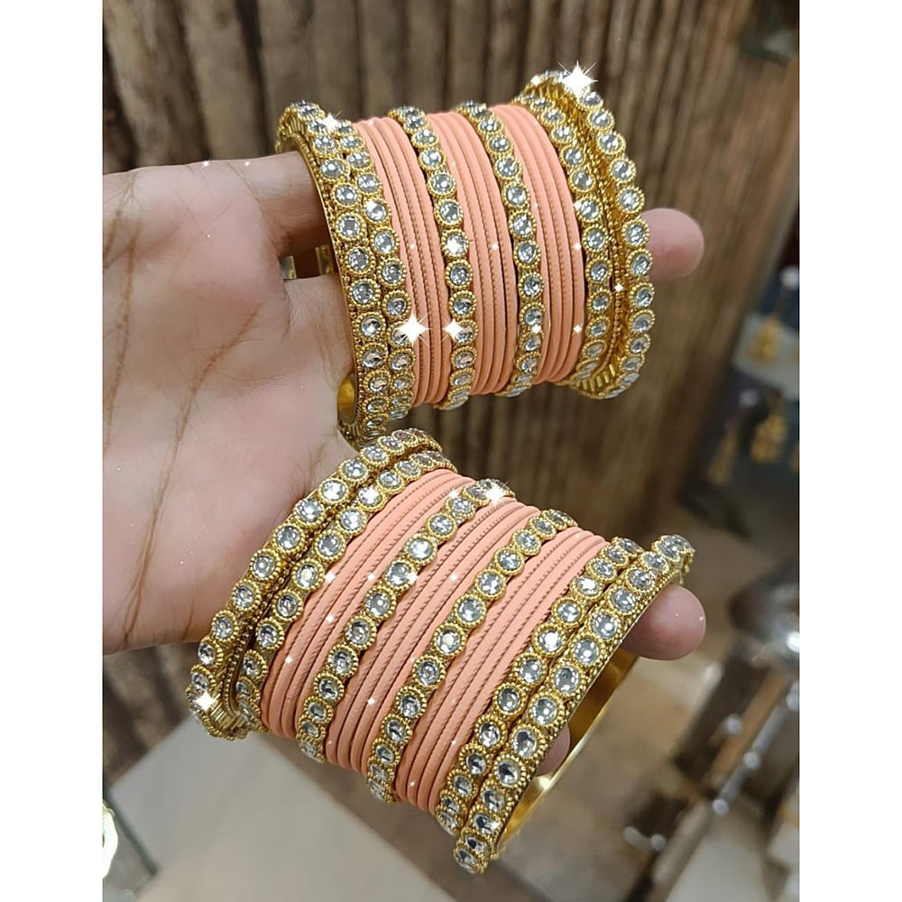 Pooja Bangles Gold Plated Austrian Stone Bangle Set