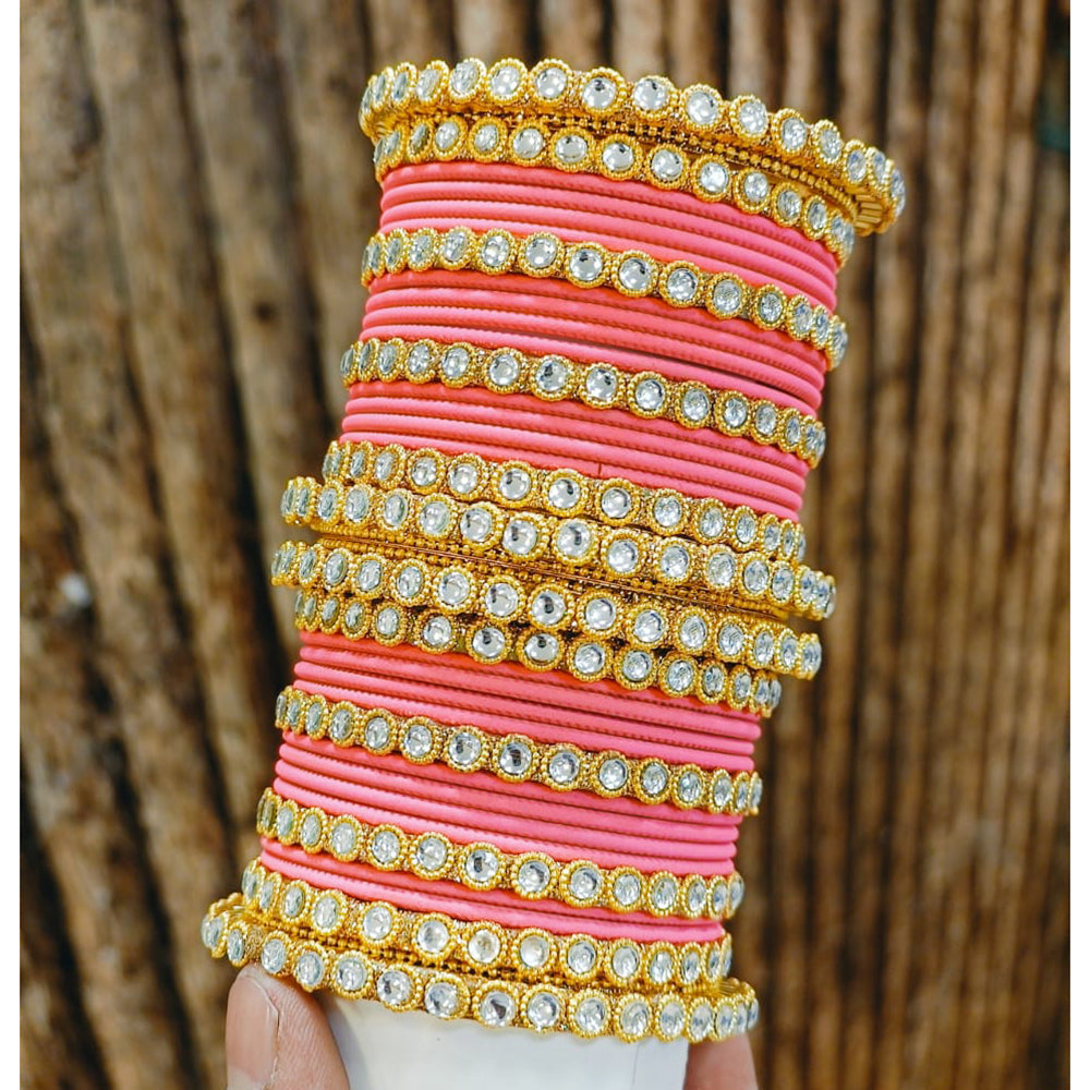 Pooja Bangles Gold Plated Austrian Stone Bangle Set