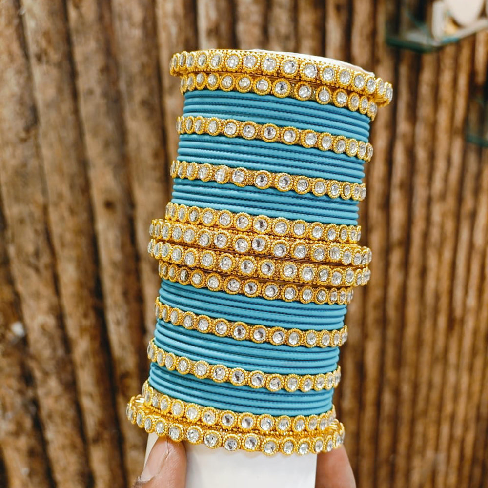 Pooja Bangles Gold Plated Austrian Stone Bangle Set