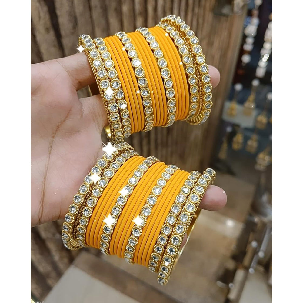 Pooja Bangles Gold Plated Austrian Stone Bangle Set