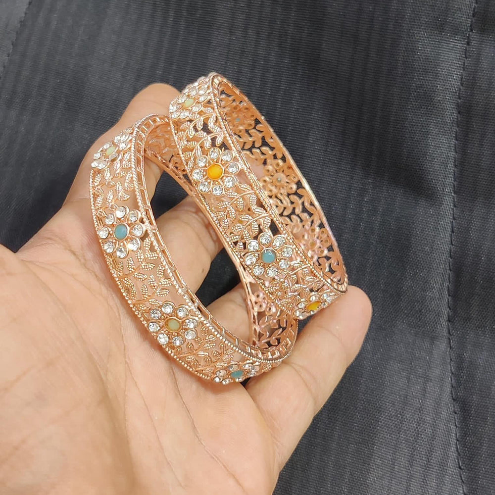Pooja Bangles Rose Gold Plated Austrian Stone Bangles Set