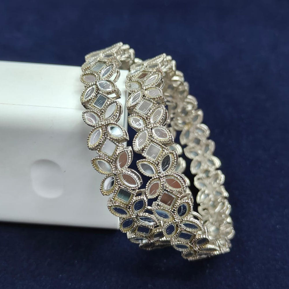Pooja Bangles Silver Plated Mirror Bangle Set