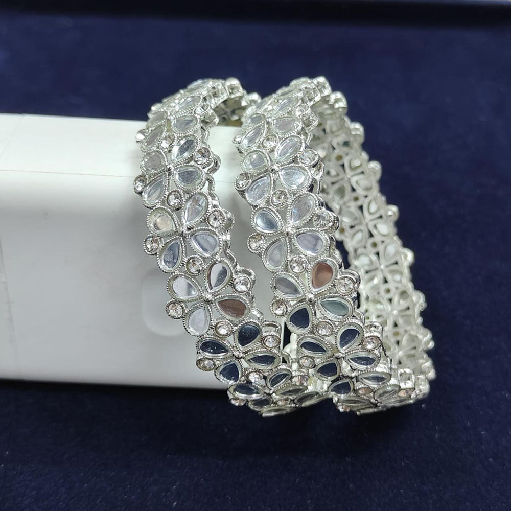 Pooja Bangles Silver Plated Mirror Bangle Set – JewelEMarket