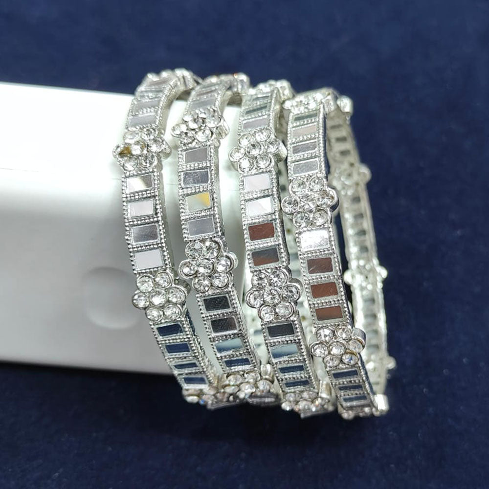 Pooja Bangles Silver Plated Mirror Bangle Set
