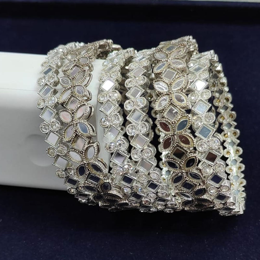 Pooja Bangles Silver Plated Mirror Bangle Set