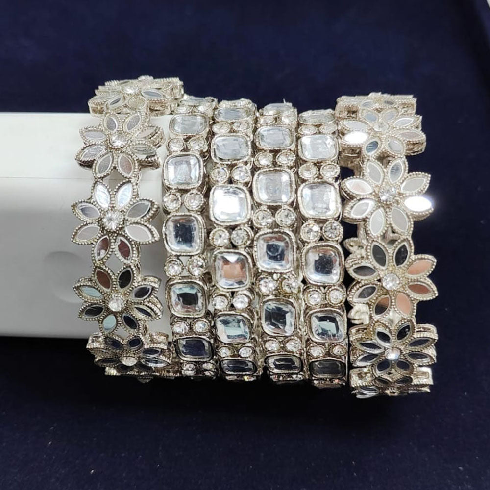 Pooja Bangles Silver Plated Mirror Bangle Set