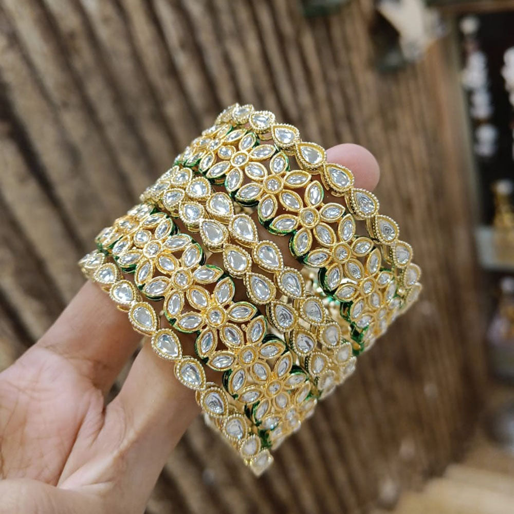 Pooja Bangles Gold Plated Kundan Stone Bangles Set – JewelEMarket
