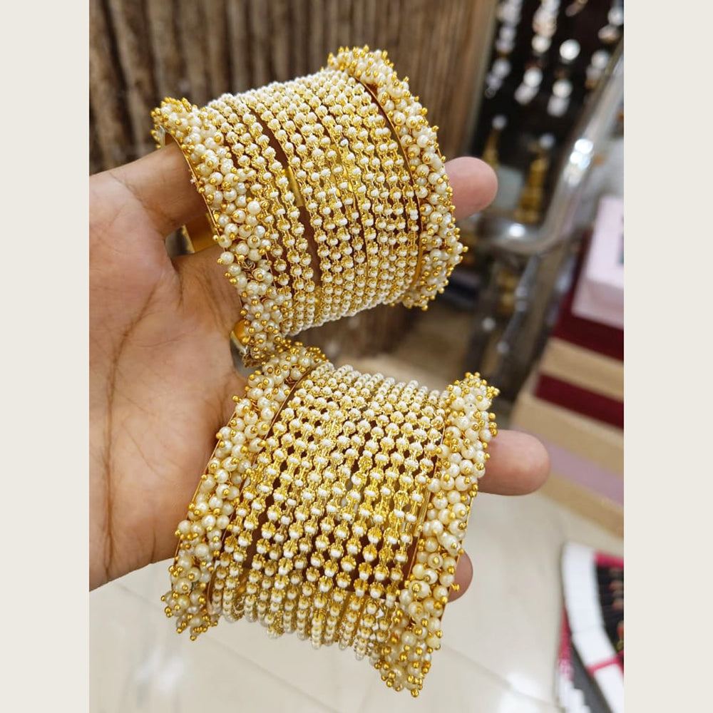 Pooja Bangles Gold Plated Pearls Bangles Set
