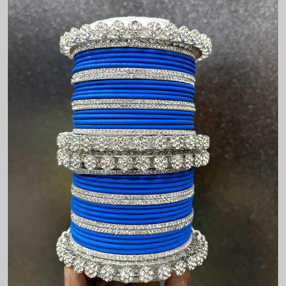 Pooja Bangles Silver Plated Austrian Stone Bangles Set – JewelEMarket