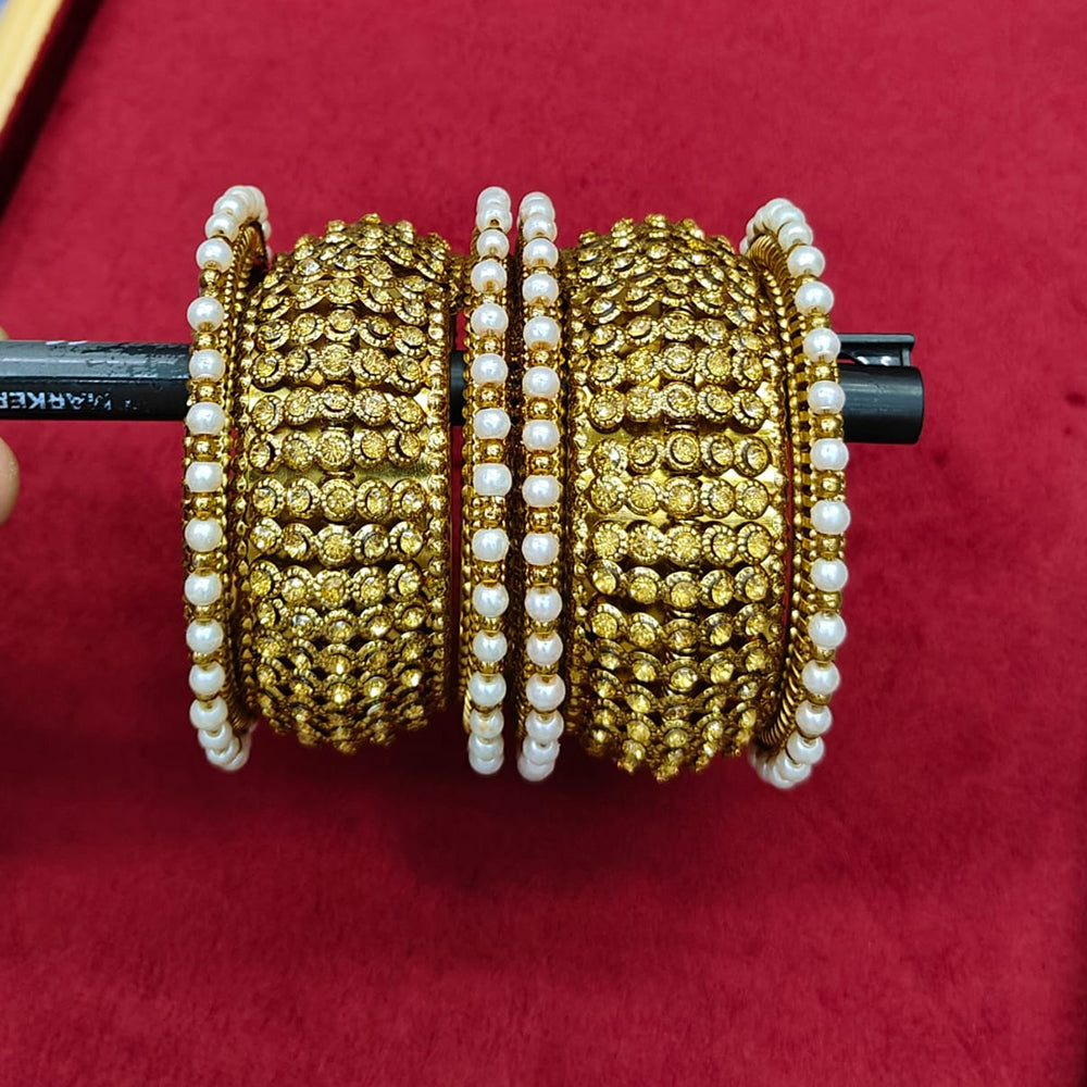 Pooja Bangles Gold Plated Pearl Bangle Set