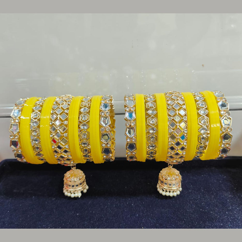 Pooja Bangles Gold Plated Kundan Stone Acrylic Bangles Set