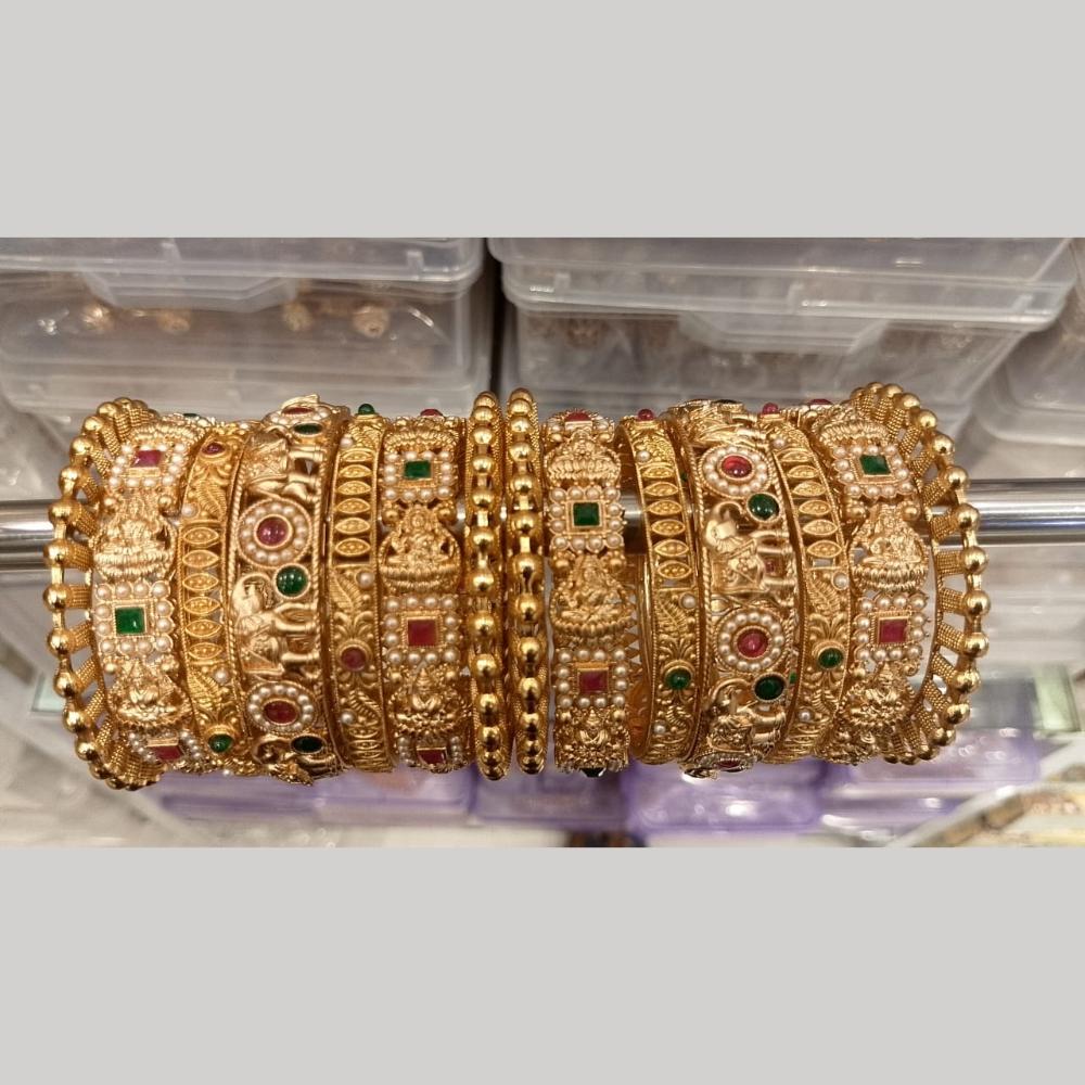 Pooja Bangles Pota Stone & Pearls Bangles