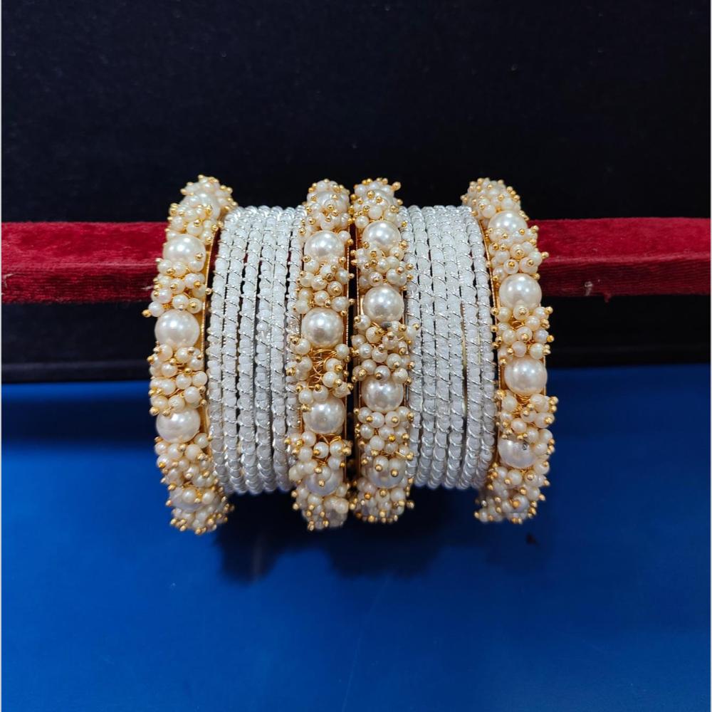 Pooja Bangles Gold Plated Pearls Bangle Set