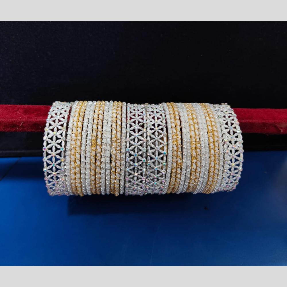 Pooja Bangles Austrian Stone And Pearls Bangle Set