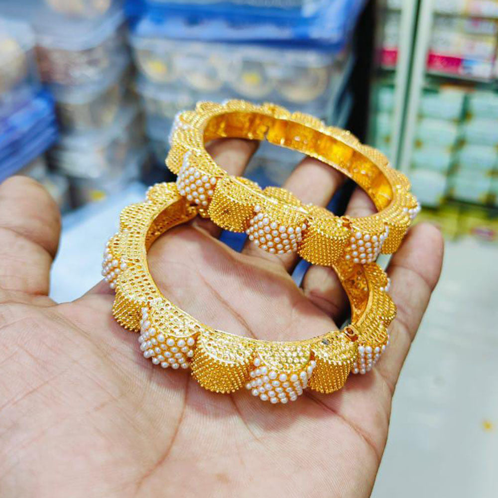 Pooja Bangles Gold Plated Pearls Bangle Set