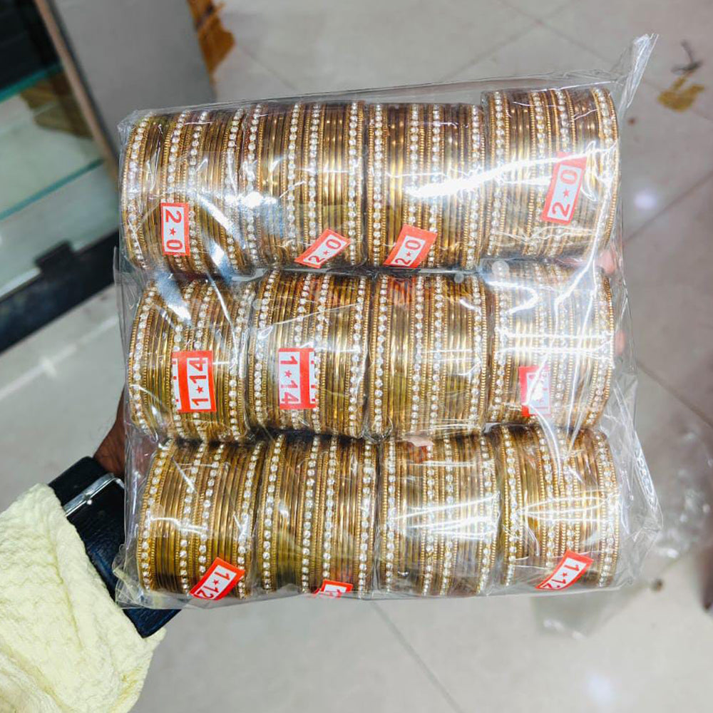 Pooja Bangles Gold Plated Austrian Stone Bangles Set