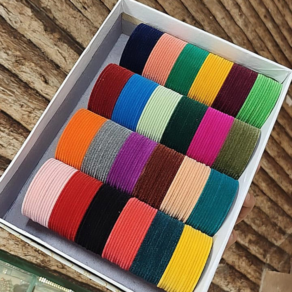 Pooja Bangles Multi Colors Velvet Bangle Set