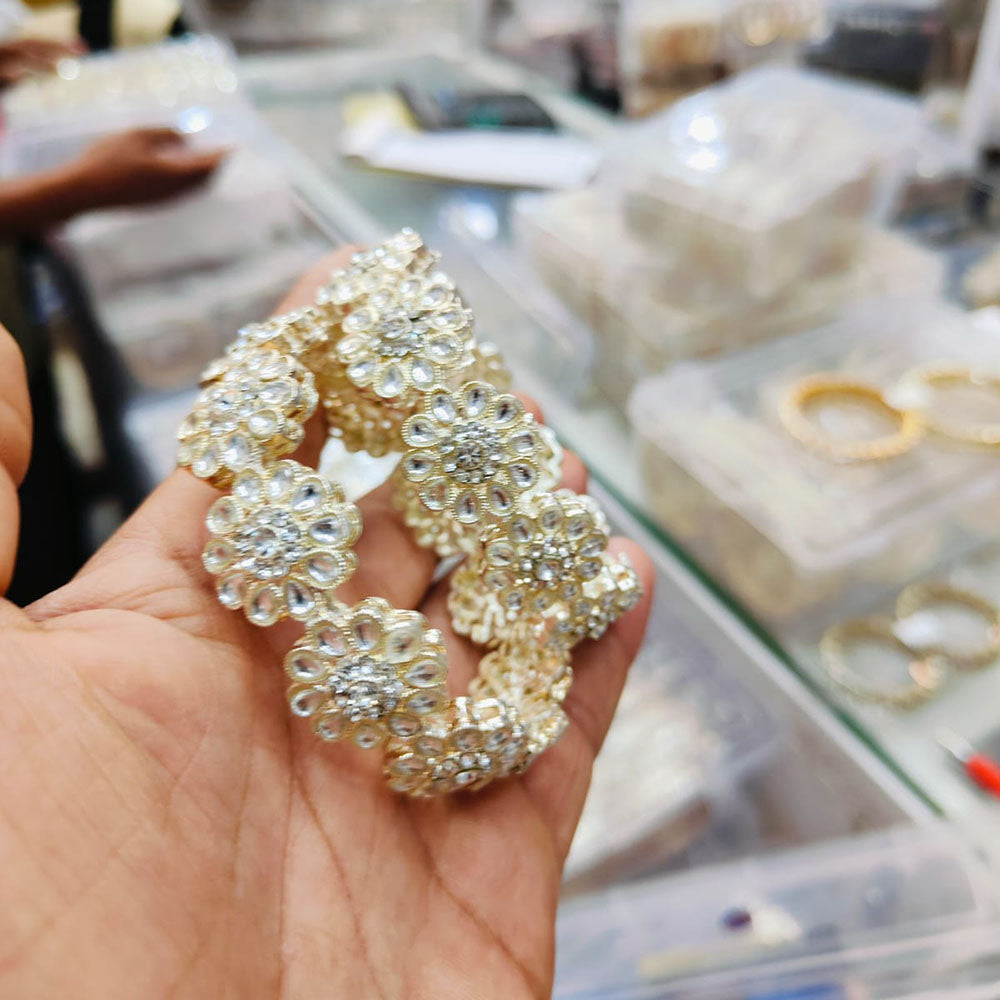 Pooja Bangles Gold Plated Kundan Stone Bangles Set