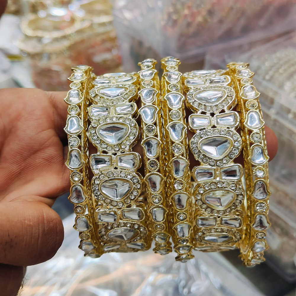 Pooja Bangles Gold Plated Kundan Stone Bangles Set