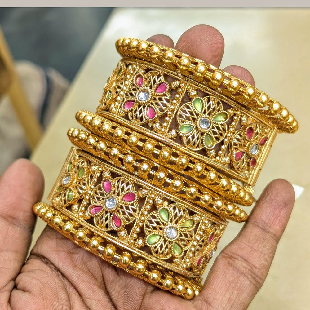 Pooja Bangles Gold Plated Kundan Stone Bangles Set