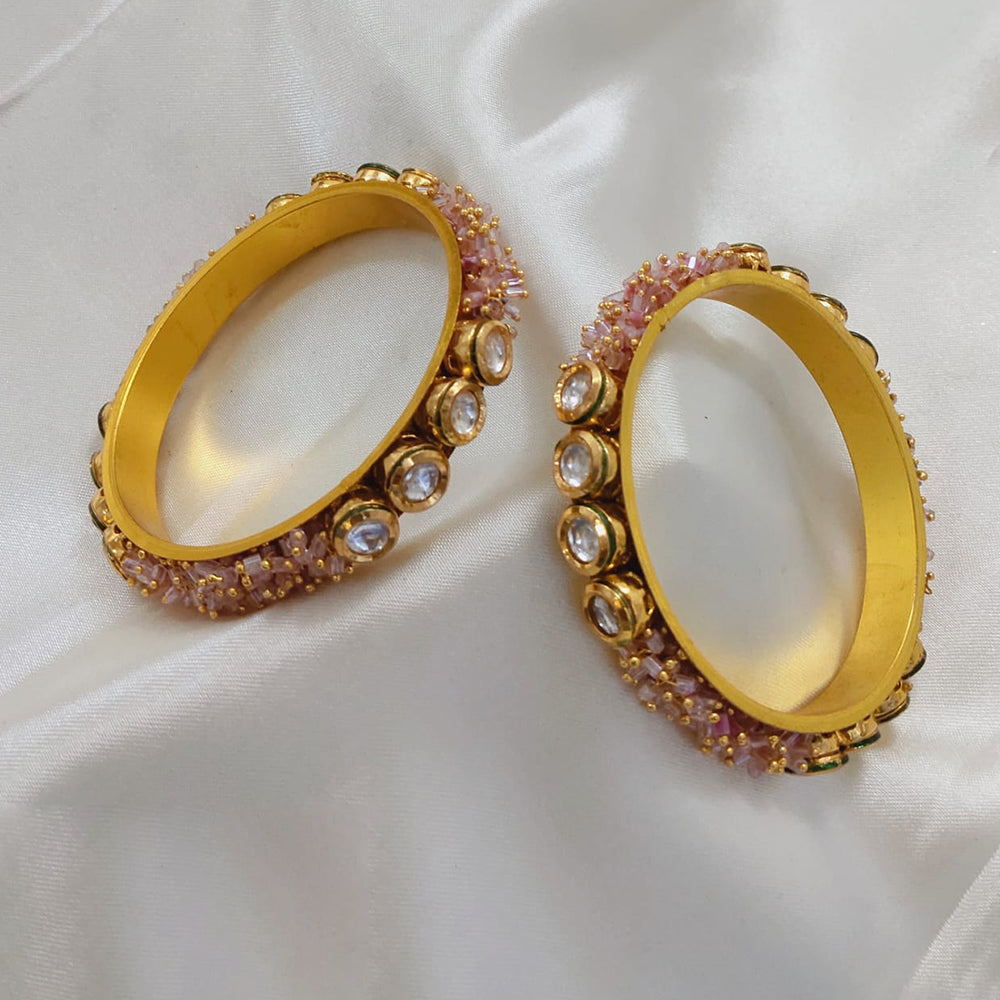 Pooja Bangles Gold Plated Kundan Stone And Pearls Bangles Set