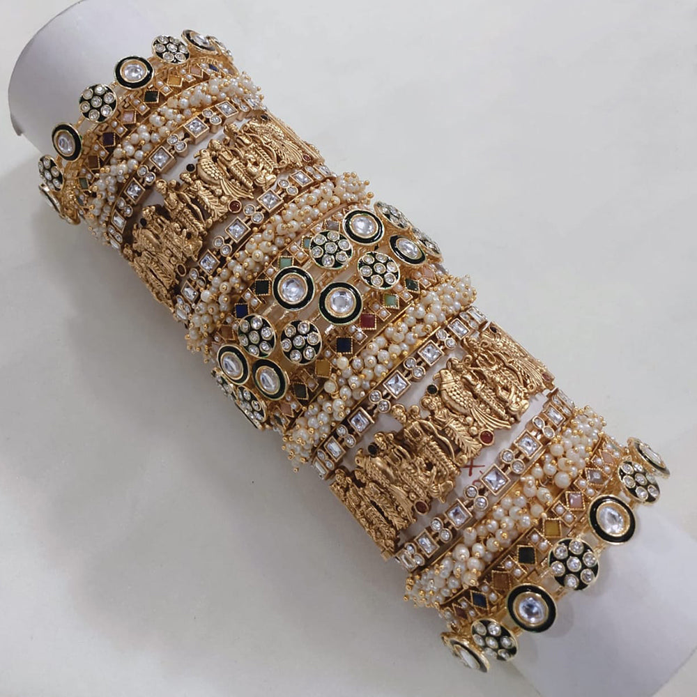 Pooja Bangles Gold Plated Kundan Stone And Meenakari Bangles Set