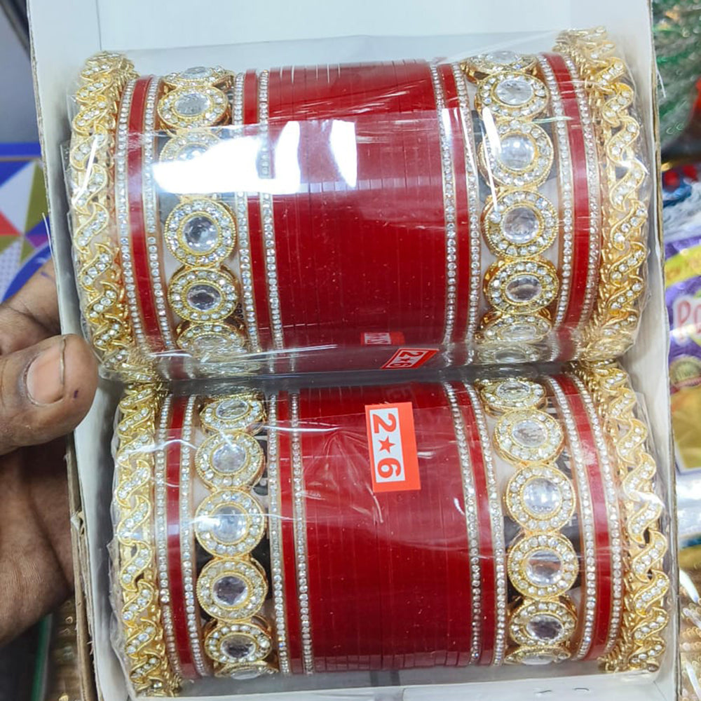 Pooja Bangles Gold Plated Kundan Stone Acrylic Bangles Set