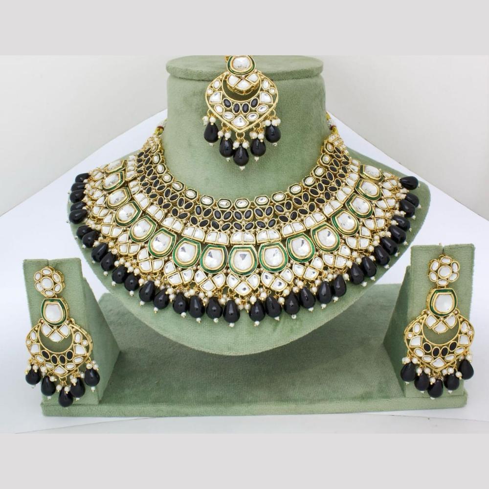 Pooja Bangles Gold Plated Kundan Stone And Beads Choker Necklace Set