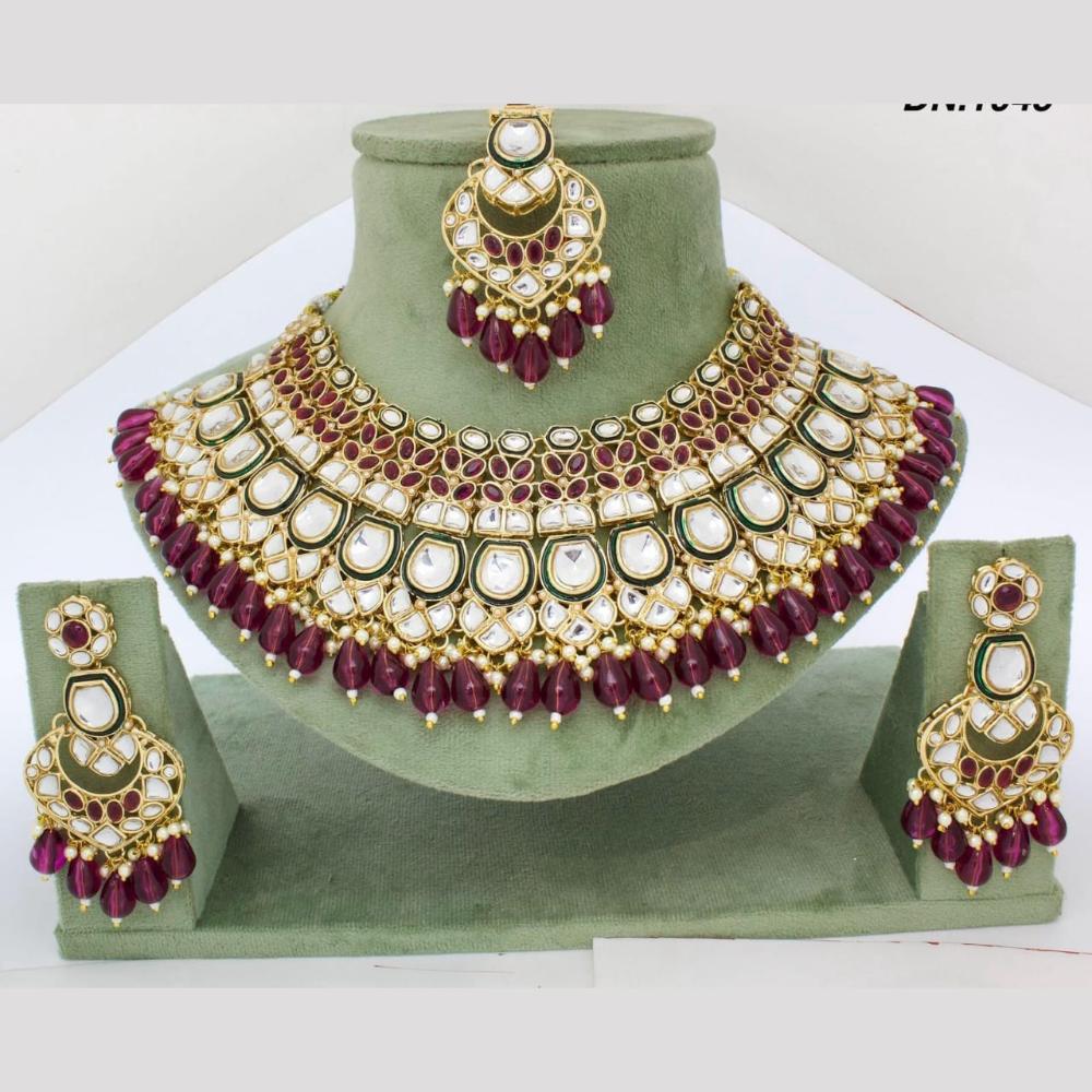 Pooja Bangles Gold Plated Kundan Stone And Beads Choker Necklace Set
