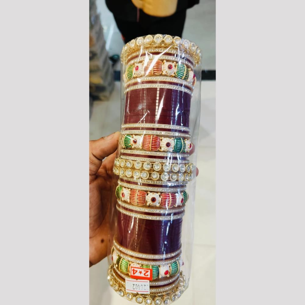 Pooja Bangles Gold Plated Kundan Stone Acrylic Bangles Set