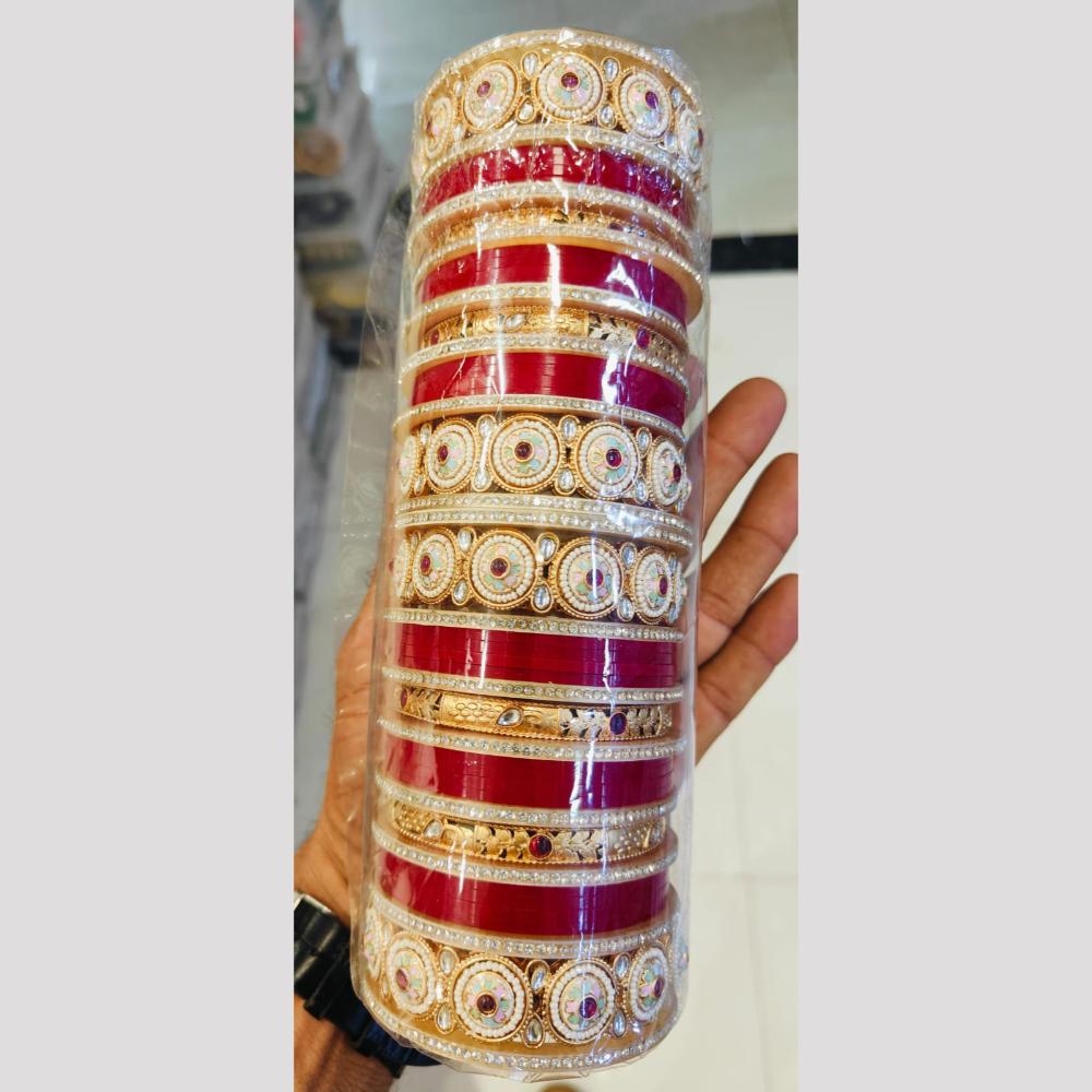 Pooja Bangles Gold Plated Kundan Stone Acrylic Bangles Set
