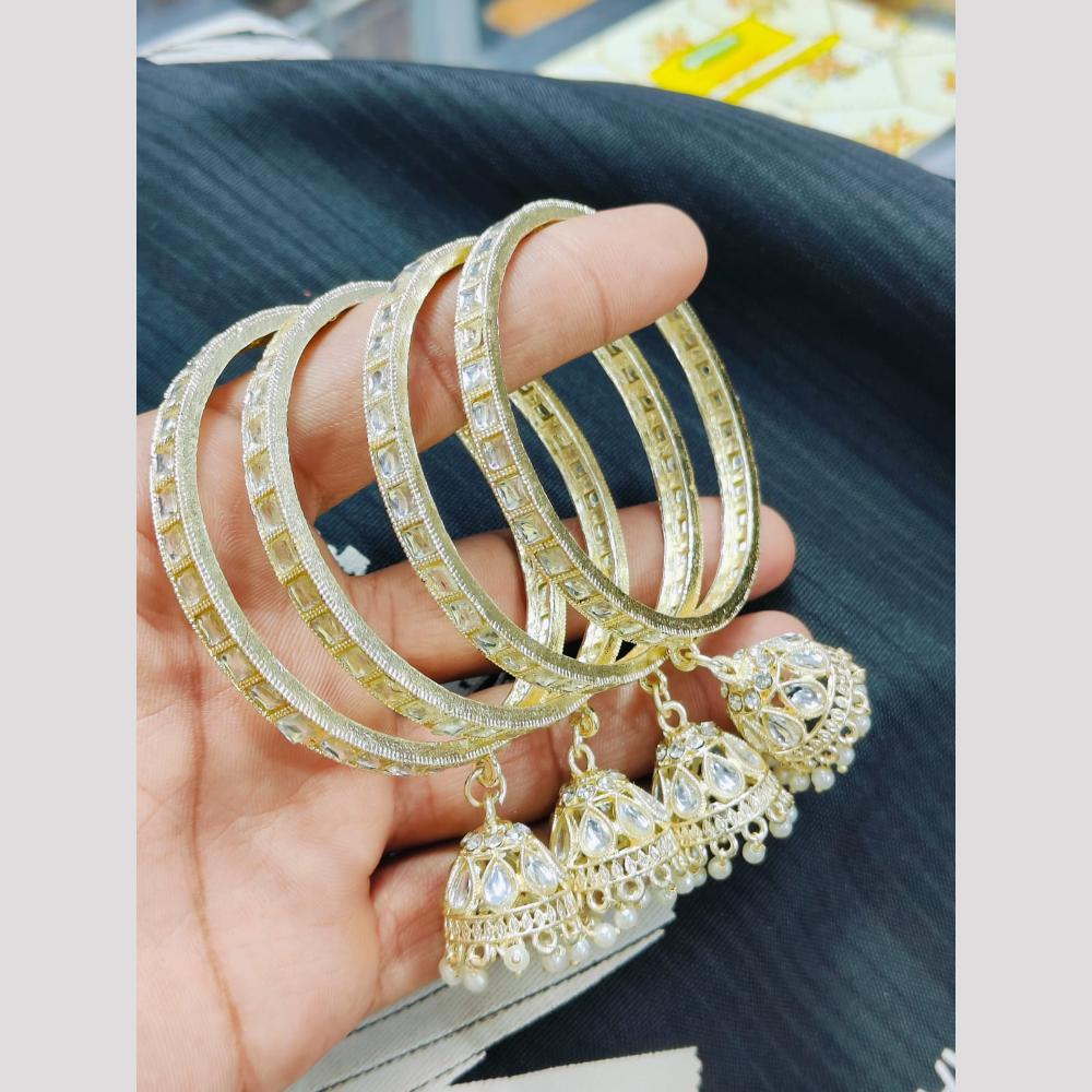 Pooja Bangles Gold Plated Kundan Stone Bangles Set