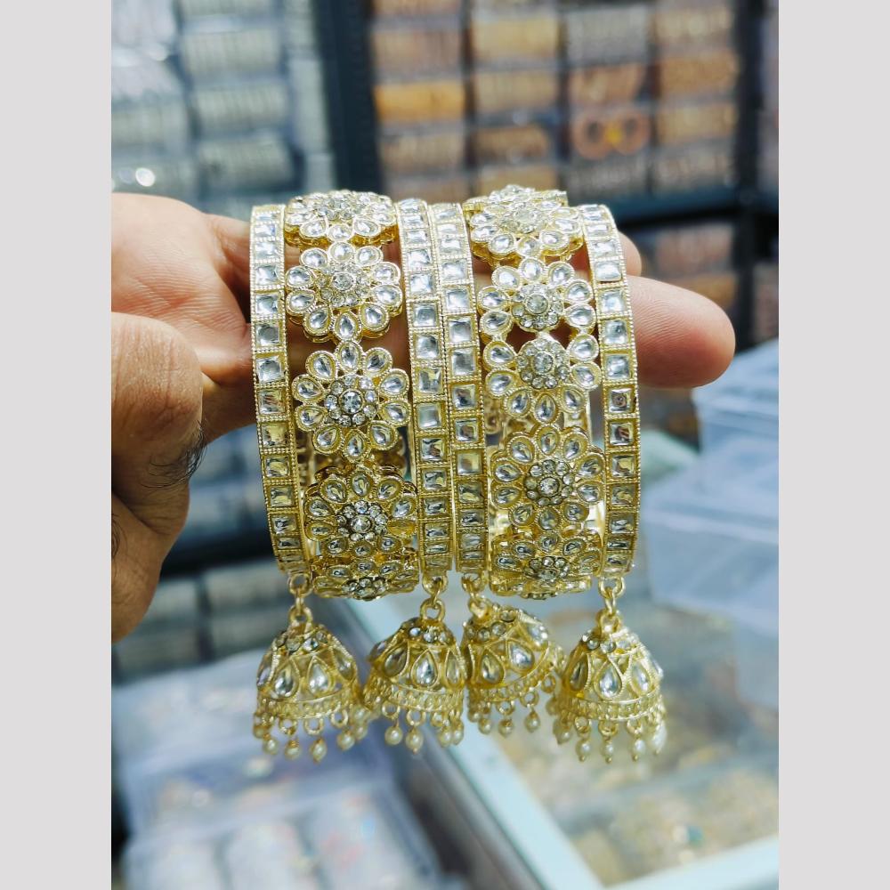 Pooja Bangles Gold Plated Kundan Stone Bangles Set