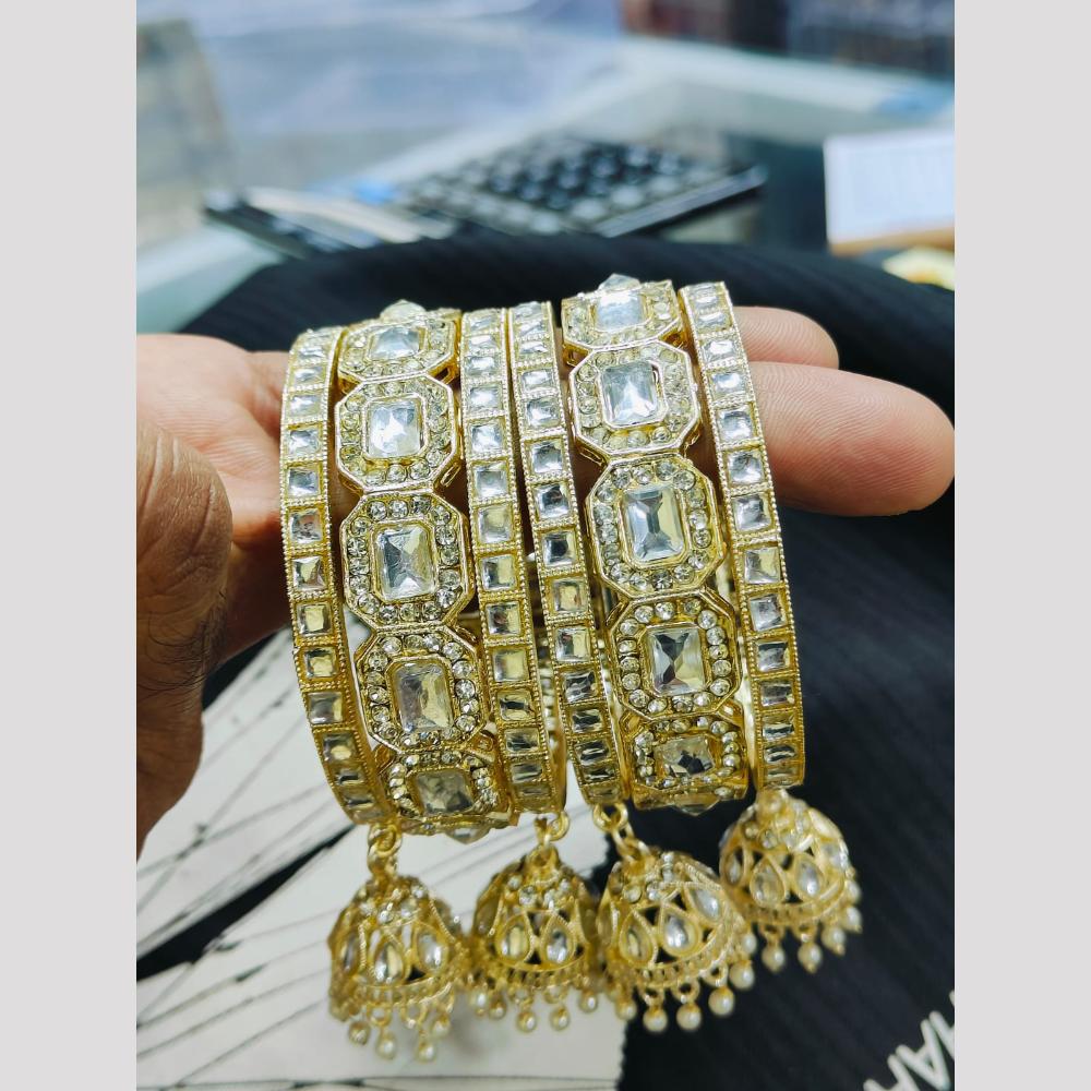 Pooja Bangles Gold Plated Kundan Stone Bangles Set
