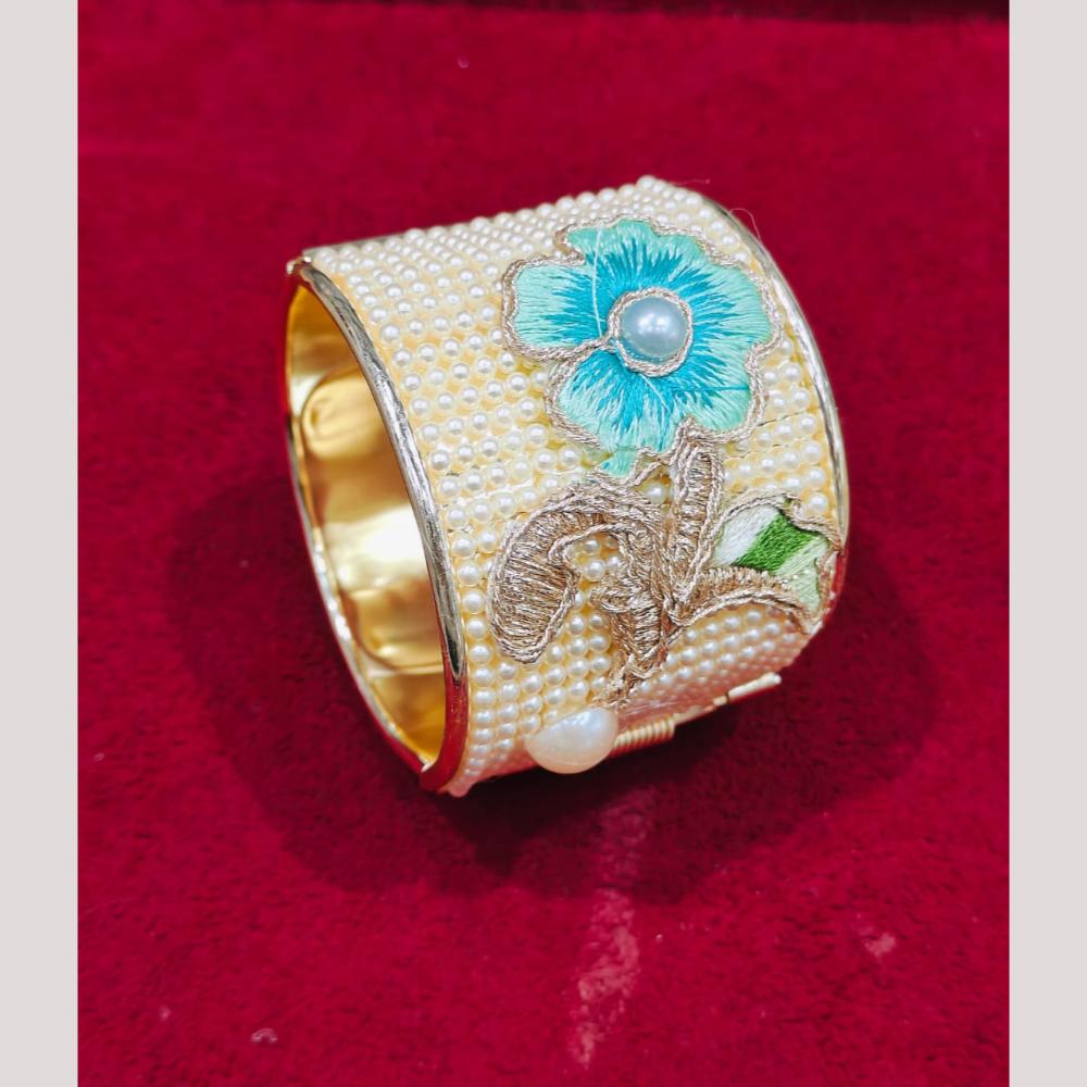 Pooja Bangles Gold Plated Pearl Openable Bangle