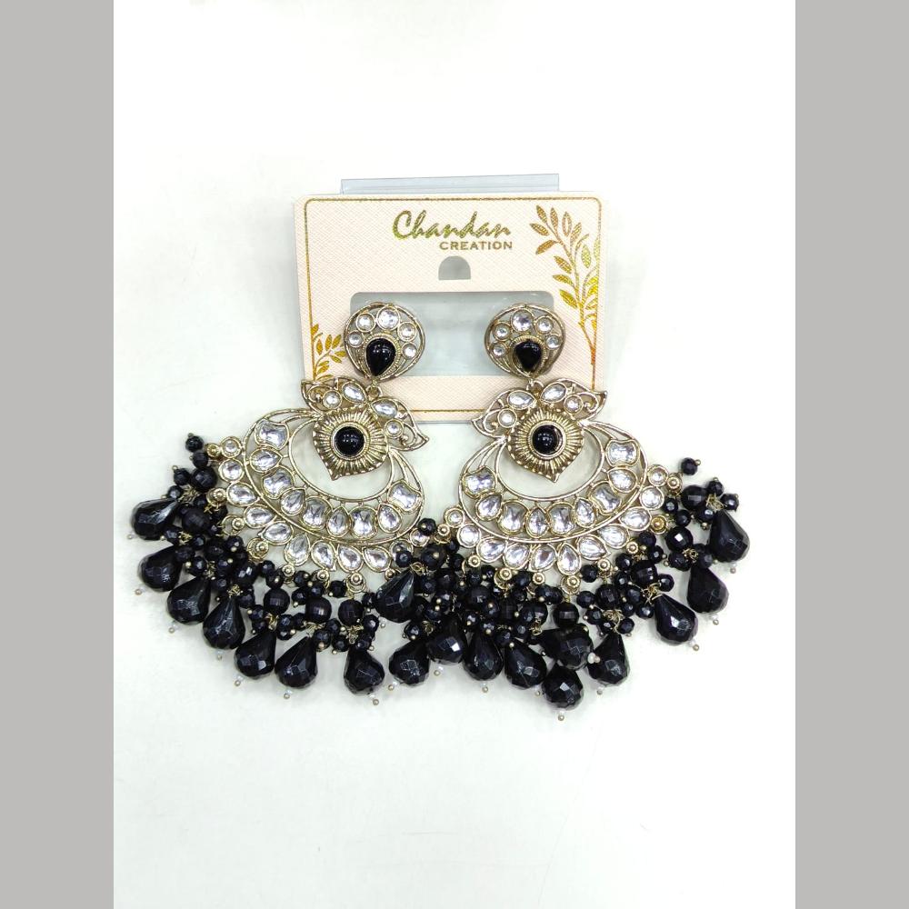 Pooja Bangles Gold Plated Kundan Stone And Pearl Dangler Earrings