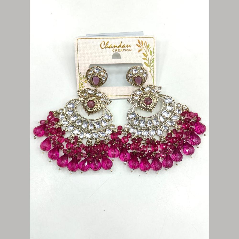 Pooja Bangles Gold Plated Kundan Stone And Pearl Dangler Earrings