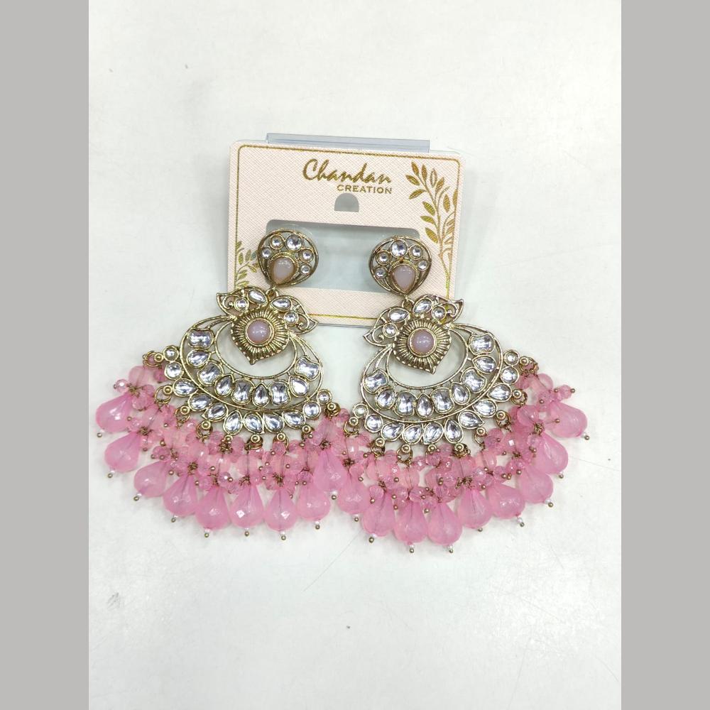 Pooja Bangles Gold Plated Kundan Stone And Pearl Dangler Earrings