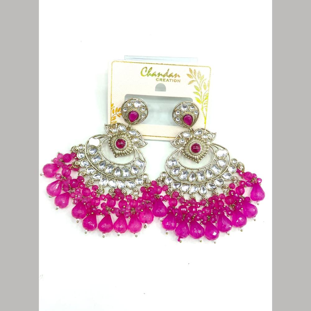 Pooja Bangles Gold Plated Kundan Stone And Pearl Dangler Earrings